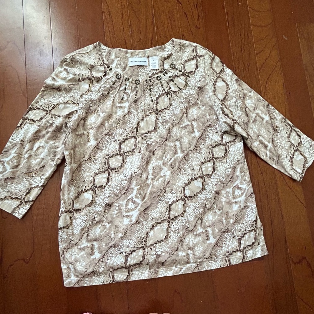 Alfred Dunner Beaded Python Print Top Cotton Blen… - image 2